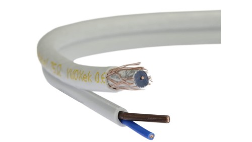Przewód koncentryczny do kamer z zasilaniem 2x0,5 75ohm K-60 0,59/3,7/5,8 ekran 60 Elektrokabel /100m/