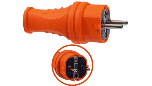 Wtyczka gumowa 16A 230V IP44 pomarańczowa AEI602277-O