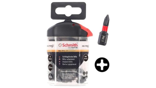 Bity udarowe PH1 25mm 20szt zestaw BIT krzyżowy / philips - Schmith