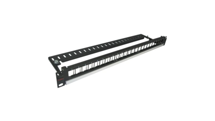 Panel 19-calowy 24 x Keystone UTP/FTP, 1U,z półką kablową, bez modułów, Czarny PID-00257