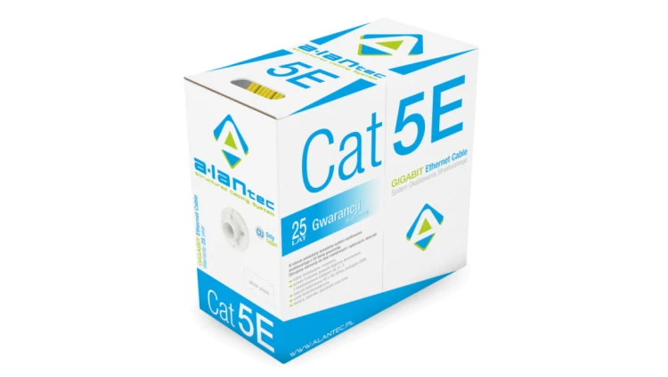 Kabel UTP kat.5e U/UTP 4x2x0,5 Eca żółty FRPVC Alantec /305m/