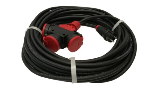 Przedłużacz budowlany jednofazowy elCORD 16A 230V IP44 10m H07RN-F 3G2,5 z wtyczką uni-schuko i potrójnym gniazdem 32126100