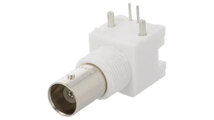 Gniazdo BNC żeńskie kątowe 90 50 Ohm THT na panel cynowany 5227161-1