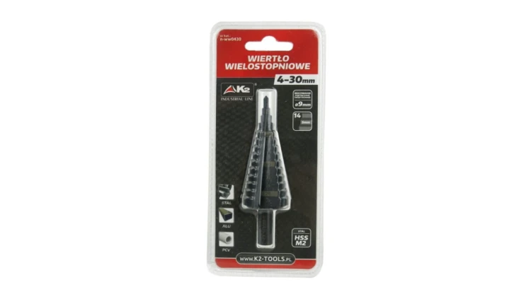 Wiertło wielostopniowe HSS M2 Ø4-30mm Ø9mm podtaczane trójstronnie (N-WW0430)