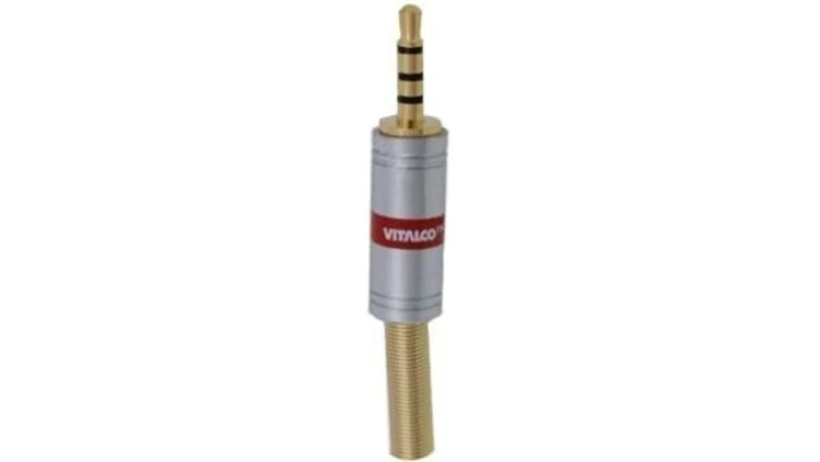 VITALCO JW940 Wtyk Audio AUX mini Jack 3,5mm 4-polowy na kabel do 4,0mm CHROME pozłacany czerwony