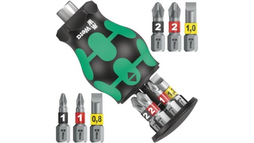 Uchwyt z magazynkiem Stubby + 6 bitów 1/4 2 WERA