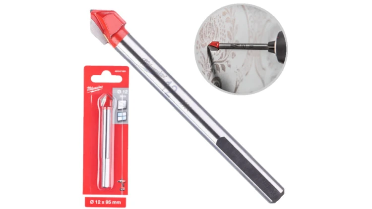Wiertło do szkła i ceramiki 12x95mm z uchwytem sfazowanym MILWAUKEE
