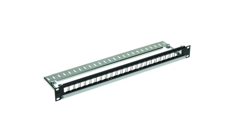 Patch Panel 19 panel krosowy 24 x DataGate UTP/FTP dla DataGate+ 6A, 1U, z półką kablową, niewyposażony, czarny PID-00258