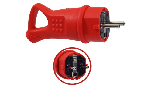 Wtyczka gumowa 16A 230V IP44 z uchwytem czerwona AEI602297-R