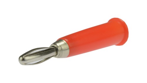 Wtyk głośnikowy typu BANAN lutowany prosty czerwony