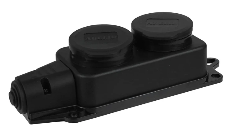 Listwa /rozgałęźnik/ do przedłużacza 2-gniazda z/u gumowe IP44 AEI602232-L