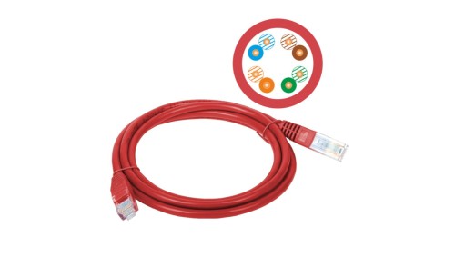 Patchcord UTP kat.6 kabel sieciowy LAN 2x RJ45 linka czerwony 5m Alantec