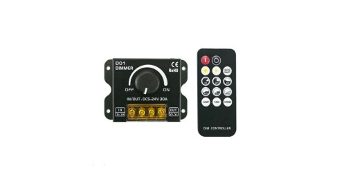 Ściemniacz led 30A 360W manualny + pilot 12V/24V czarny