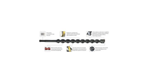 Wiertło do betonu K2 z uchwytem SDS-plus ø6x200/260 mm