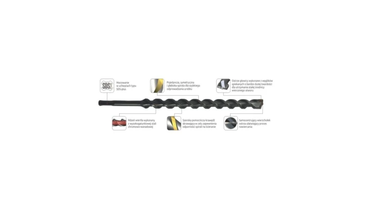 Wiertło do betonu K2 z uchwytem SDS-plus ø6x200/260 mm