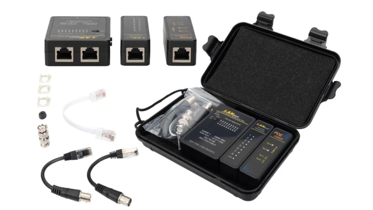 Tester kabli sieciowych LAN RJ45 PoE + BNC z diodami LED DIGITUS