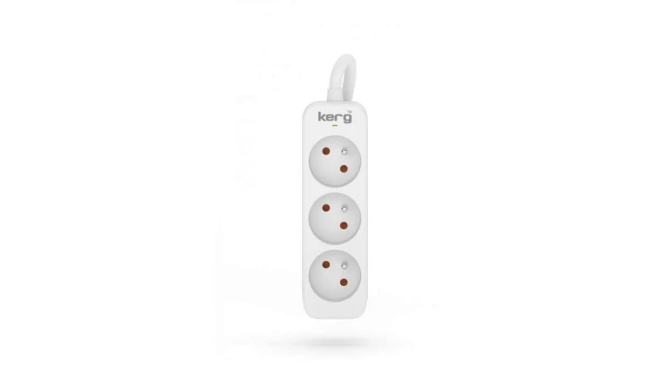 Przedłużacz KERG bez wyłącznika-3 gniazda-biało-szary-5m-16A-H05VV-F-3x1,5mm2