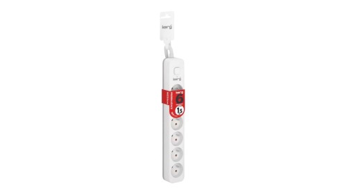 Przedłużacz KERG z wyłącznikiem-6 gniazd-biało-szary-1,5m-16A-H05VV-F-3x1,5mm2