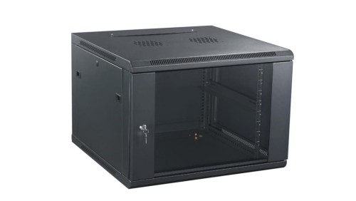 GT Networks Szafa 19” StandardLINE wisząca 6U 600x450mm czarna drzwi blacha-szkło boki demontowalne