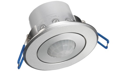 Czujnik ruchu PIR sufitowy płaski srebrny LED 360stopni podtynkowy