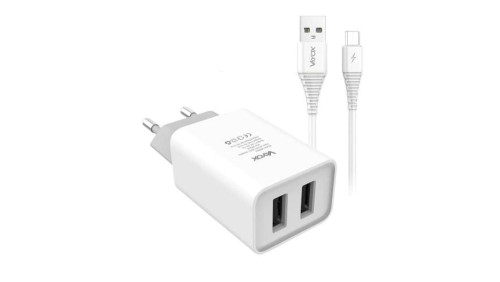 Ładowarka sieciowa 2x USB 5V 2.1A + kabel micro usb 1m VA0052micro Vayox