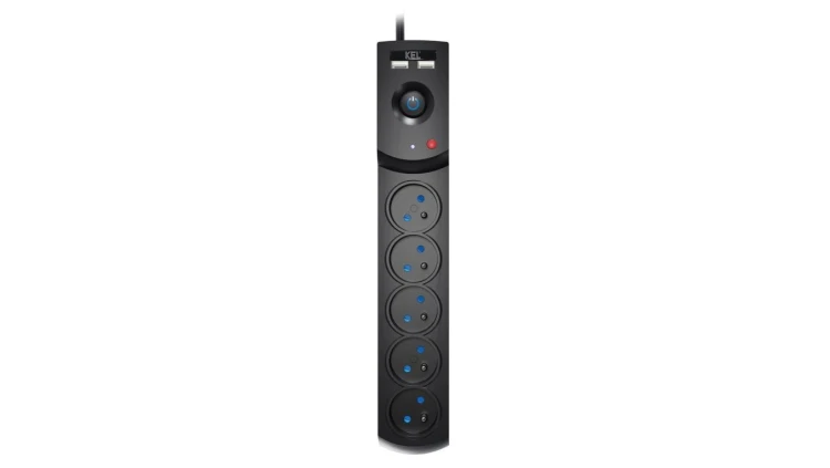 Przedłużacz przeciwprzepięciowy professional 5 gniazd 2xUSB 3m 10A 230V 2300W czarny W-100044