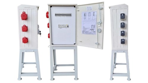 Rozdzielnica elektryczna budowlana na stojaku (4x2P+Z, 2x16A/5P, 1x32A/5P) RB40x60-K63-00124Z-P0