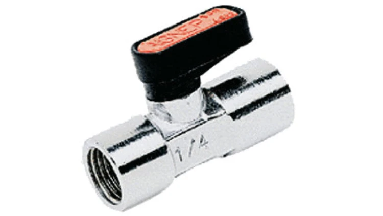 Zawór kulowy Ghilux mini R 3/8 GW/GW, PN20, gwintowany, mosiądz niklowany, PTFE /NBR