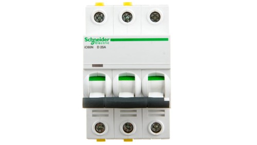 Wyłącznik nadprądowy 3P D 25A 6kA AC iC60N-D25-3 Acti9 A9F05325