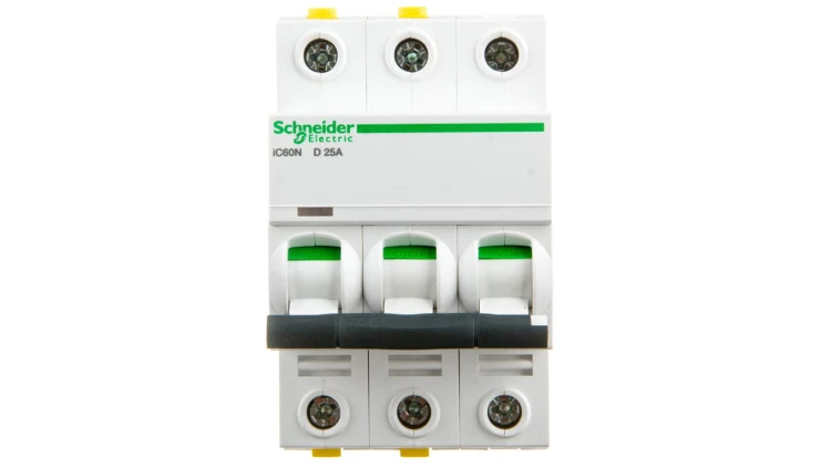 Wyłącznik nadprądowy 3P D 25A 6kA AC iC60N-D25-3 Acti9 A9F05325