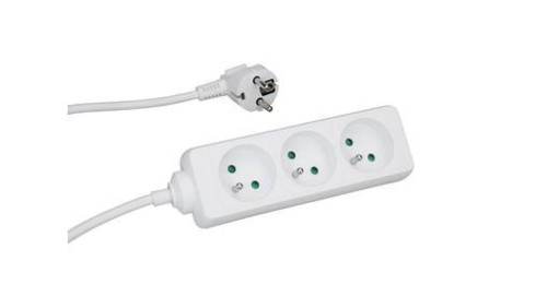 PRZEDŁUŻACZ LISTWOWY P330 3X 3M Z/U OKRĄGŁY WTYCZKA KĄTOWA 3x1,0mm2 IP20 10A 250V~ BIAŁY