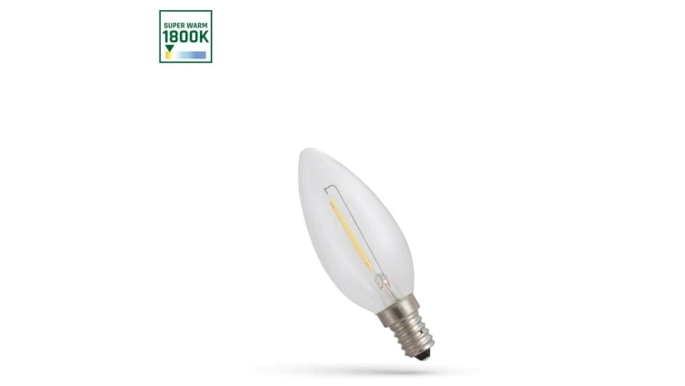 Żarówka świeczka LED E14 1W 60lm COG 1800K CLEAR