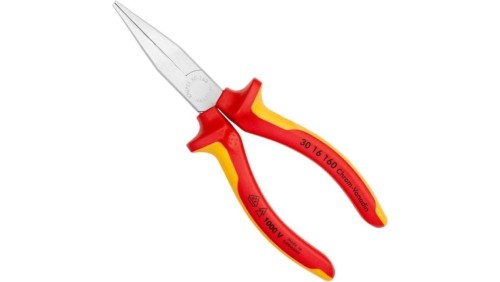 Szczypce izolowane płaskie wydłużone 1kV VDE 160mm KNIPEX 30 16 160