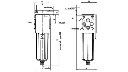 Filtr wstępny sprężonego powietrza G 3/8 GW do 10 bar, 5 mikronów