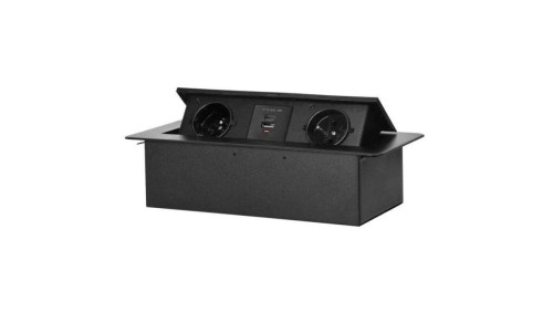 Gniazdo wpuszczane w blat 2x 230V 2P+Z + ładowarka USB 5V/3.6A + UCB C 18W czarne