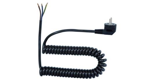 Przewód spiralny z wtyczką kątową 05VVH8-F - 3x1,5mm2- 5m - czarny