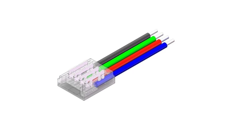 Złącze do taśmy LED - MC - RGB 10mm - SMD - jednostronne z przewodem - ED00033896