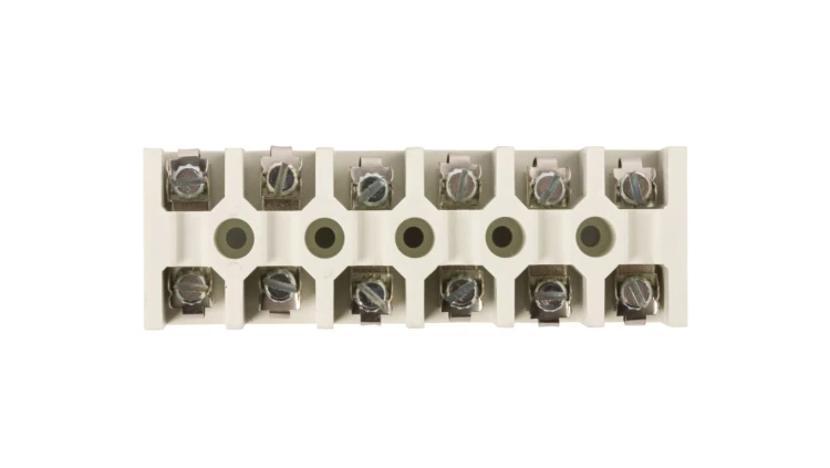 Listwa zaciskowa 6-torowa 10 mm2 z podkładką zapobiegającą przecinaniu przewodów LZ-B10 biały A12-0852