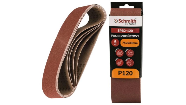 Pas bezkońcowy taśma papier ścierny P120 75x533mm 5szt Schmith