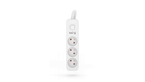 Przedłużacz KERG z wyłącznikiem-3 gniazda-biało-szary-10m-16A-H05VV-F-3x1,5mm2