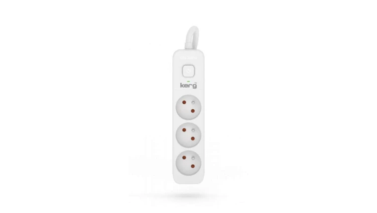Przedłużacz KERG z wyłącznikiem-3 gniazda-biało-szary-10m-16A-H05VV-F-3x1,5mm2