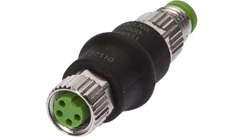 Adapter, M8 żeński 4-PIN prosty, M8 męski 3-PIN prosty, 24V, -25-85C, IP67 VK000039