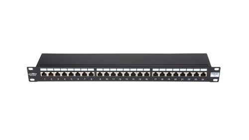 Patch Panel 19 panel krosowy, 24xRJ45, FTP - ekranowany, RJ45, Cat.5e , 1U, czarny, cable management 11301111.2