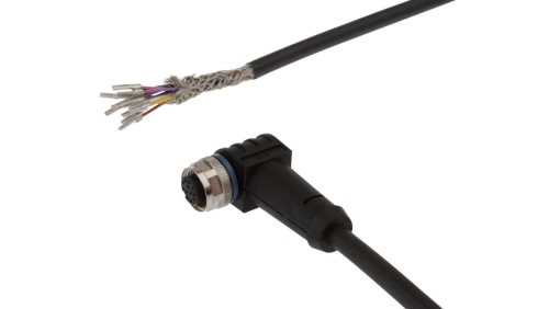 Kabel połączeniowy, 2m, M12 Żeński 12-PIN Kątowy, 12x0.14mm², PUR Czarny, Ø6mm, 30V, -30-90C, IP67, TPU, Ekranowany VK205C21