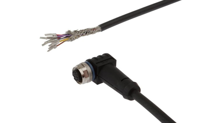 Kabel połączeniowy, 2m, M12 Żeński 12-PIN Kątowy, 12x0.14mm², PUR Czarny, Ø6mm, 30V, -30-90C, IP67, TPU, Ekranowany VK205C21