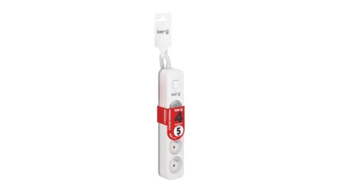 Przedłużacz KERG z wyłącznikiem-4 gniazda-biało-szary-5m-16A-H05VV-F-3x1,5mm2