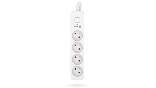 Przedłużacz KERG z wyłącznikiem-4 gniazda-biało-szary-3m-10A-H05VV-F-3x1,0mm2