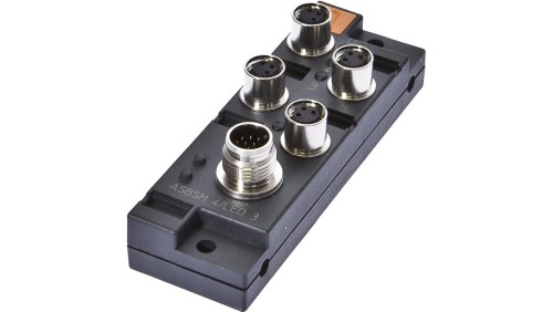 Rozdzielacz, 29x90x30mm, 10-30VDC, 4x M8 3-PIN, M12 12-PIN, IP67, PBT, 1.5A VK001021