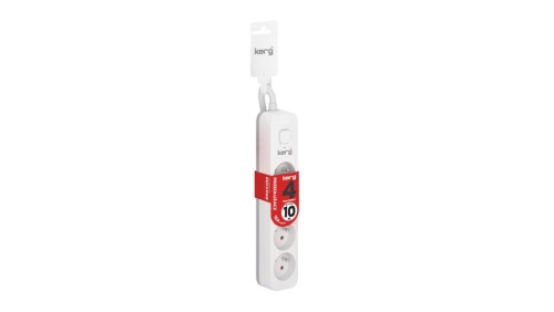Przedłużacz KERG z wyłącznikiem-4 gniazda-biało-szary-10m-16A-H05VV-F-3x1,5mm2