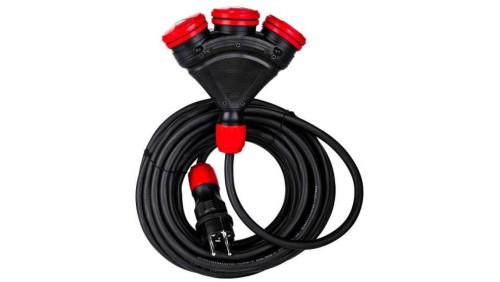 Przedłużacz gumowy budowlany 10m 3 gniazda 3x2,5mm IP54 H05RR-F Schmith